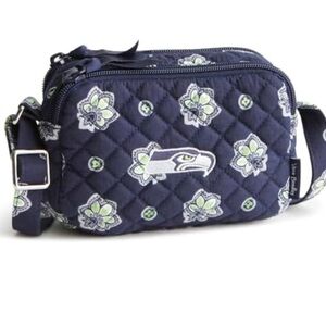 Vera Bradley Seattle Seahawks Small Cotton Crossbody Bag (Navy/Neon Green) NWT